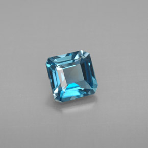 Topázio azul natural 1,42ct, corte esmeralda, VVS-VS