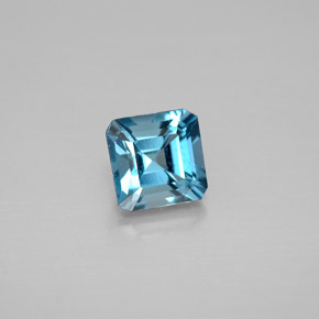Topázio azul natural 1,38ct, corte esmeralda, VVS-VS