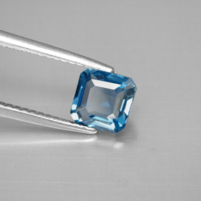 Topázio azul natural 1,46ct, corte esmeralda, VVS-VS