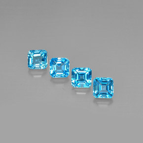 Pedras preciosas de topázio azul natural de  ct, corte esmeralda, VVS