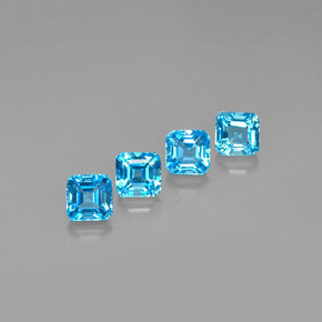 Pedras preciosas de topázio azul natural de  ct, corte esmeralda, VVS