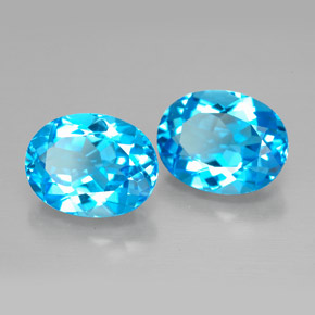 Pedras preciosas de topázio azul natural de  ct, corte oval, VVS