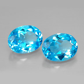 Pedras preciosas de topázio azul natural de  ct, corte oval, VVS