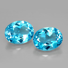 Pedras preciosas de topázio azul natural de  ct, corte oval, VVS