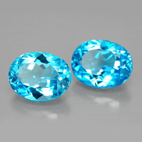 Pedras preciosas de topázio azul natural de  ct, corte oval, VVS