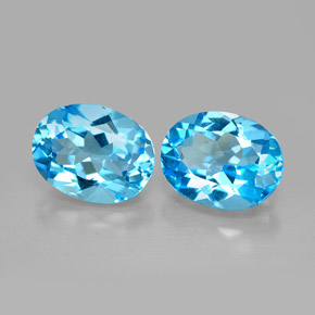 Pedras preciosas de topázio azul natural de  ct, corte oval, VVS