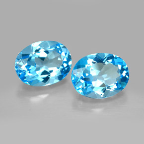 Pedras preciosas de topázio azul natural de  ct, corte oval, VVS
