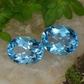 Pedras preciosas de topázio azul natural de 4,71 ct, corte oval, VVS-VS