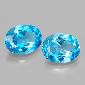 Pedras preciosas de topázio azul natural de  ct, corte oval, VVS