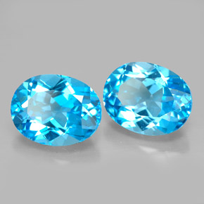 Pedras preciosas de topázio azul natural de  ct, corte oval, VVS