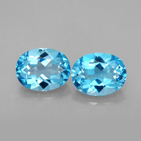 Pedras preciosas de topázio azul natural de  ct, corte oval, VVS