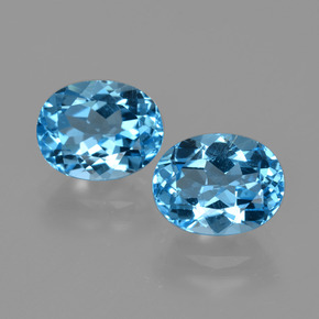 Pedras preciosas de topázio azul natural de  ct, corte oval, VS