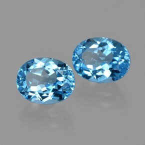 Pedras preciosas de topázio azul natural de  ct, corte oval, VS