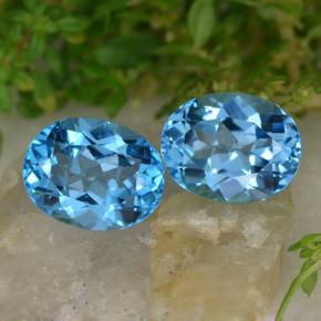 Pedras preciosas de topázio azul natural de 5,43 ct, corte oval, VVS-VS