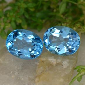 Pedras preciosas de topázio azul natural de 5,43 ct, corte oval, VVS-VS