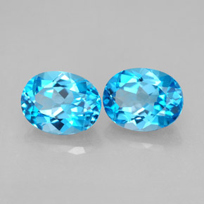 Pedras preciosas de topázio azul natural de  ct, corte oval, VVS