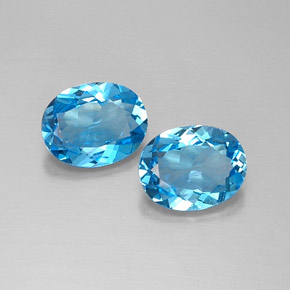 Pedras preciosas de topázio azul natural de  ct, corte oval, VVS-VS