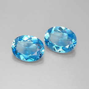 Pedras preciosas de topázio azul natural de  ct, corte oval, VVS-VS