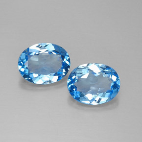 Pedras preciosas de topázio azul natural de  ct, corte oval, VVS