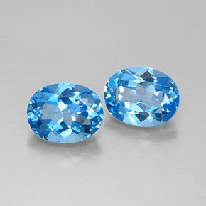 Pedras preciosas de topázio azul natural de  ct, corte oval, VVS