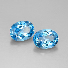 Pedras preciosas de topázio azul natural de  ct, corte oval, VVS