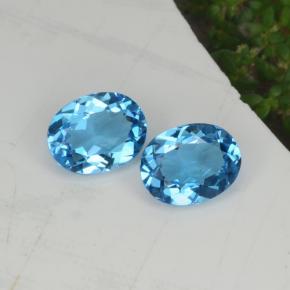 Pedras preciosas de topázio azul natural de 4,36 ct, corte oval, VVS