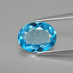 Topázio azul natural 2,02ct, corte oval, VVS-VS