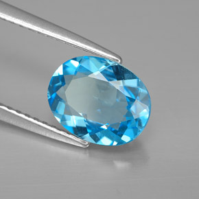 Topázio azul natural 2,02ct, corte oval, VVS-VS