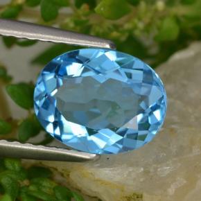 Topázio azul natural 2,34ct, corte oval, VVS