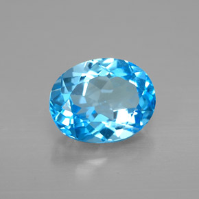 Topázio azul natural 2,36ct, corte oval, VS