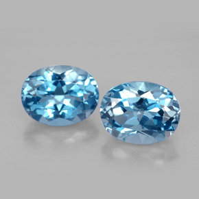 Pedras preciosas de topázio azul natural de  ct, corte oval, VVS