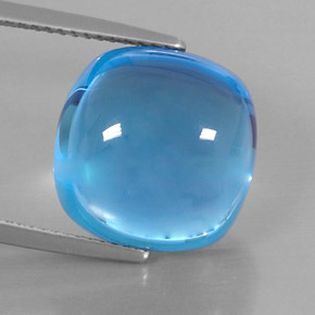 Topázio azul natural 18,22ct, almofada cortada, transparente