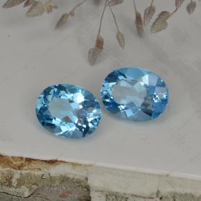 Pedras preciosas de topázio azul natural de  ct, corte oval, VVS-VS