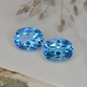 Pedras preciosas de topázio azul natural de 4,71 ct, corte oval, VVS