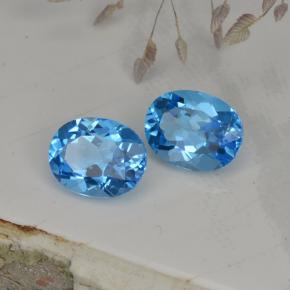 Pedras preciosas de topázio azul natural de 4,71 ct, corte oval, VVS