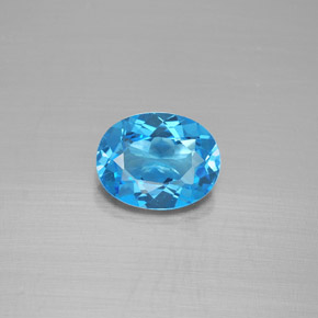 Topázio azul natural 2,08ct, corte oval, VVS-VS