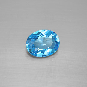 Topázio azul natural 2,08ct, corte oval, VVS-VS