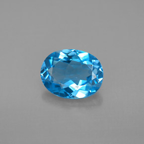 Topázio azul natural 2,25ct, corte oval, VVS