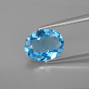 Topázio azul natural 2,01ct, corte oval, VVS