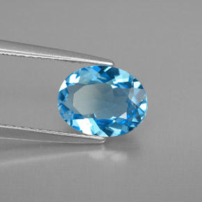 Topázio azul natural 2,01ct, corte oval, VVS