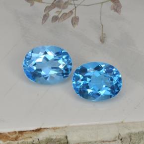 Pedras preciosas de topázio azul natural de 4,93 ct, corte oval, VVS