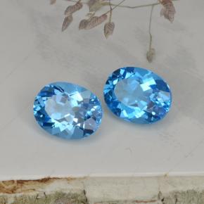 Pedras preciosas de topázio azul natural de 4,93 ct, corte oval, VVS