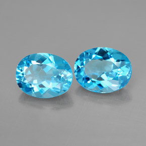 Pedras preciosas de topázio azul suíço natural de  ct, corte oval, VVS