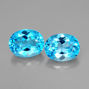 Pedras preciosas de topázio azul natural de  ct, corte oval, VVS