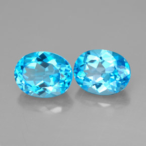 Pedras preciosas de topázio azul natural de  ct, corte oval, VVS