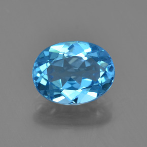 Topázio azul natural 2,26ct, corte oval, VVS