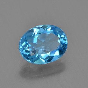 Topázio azul natural 2,26ct, corte oval, VVS
