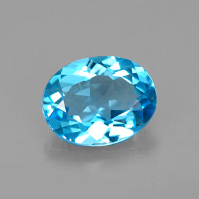 Topázio azul suíço natural 2,21ct, corte oval, VS
