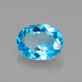 Topázio azul suíço natural 2,21ct, corte oval, VS