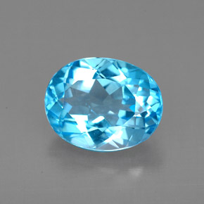 Topázio azul natural 2,54ct, corte oval, VVS-VS